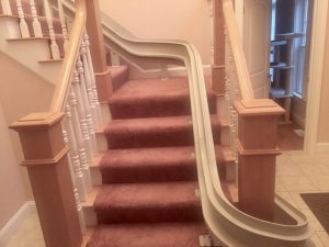 curved stairlift in a RI home